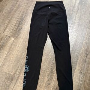 Club Pilates Black Leggings with Teal Logo Sz Med